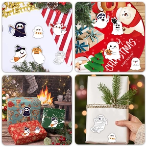 500pcs Halloween ghost sticker roll with assorted cartoon designs for gift decoration