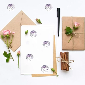 500pcs roll of floral Thank You stickers featuring purple butterflies and flowers