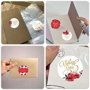 500 Floral Thank You Stickers roll for gift packaging, sealing, and DIY floral decor