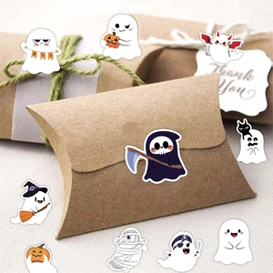 500pcs Halloween ghost sticker roll for gift packaging with cute cartoon boo designs