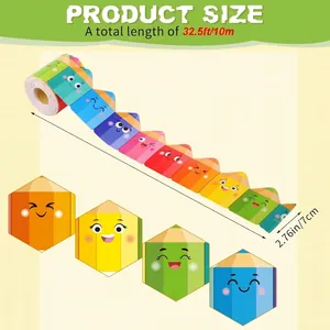 32.5ft rainbow pencil bulletin board border roll for classroom wall decoration