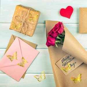 Hollow gold butterfly stickers for gift wrapping, envelopes, and card decoration