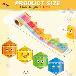 Pencil chalkboard border sticker size detail showing 10m length and 7cm width