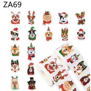 Multicolor Cartoon Christmas Dog Breed Adhesive Stickers Roll For Holiday Gift Wrapping Envelope Sealing Festive Party Decor