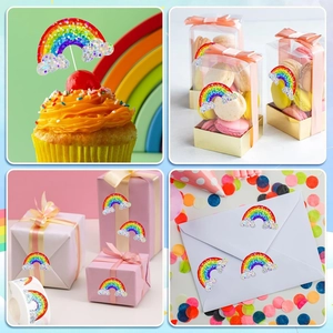Rainbow cloud holographic stickers used for gift boxes, envelopes and cake toppers