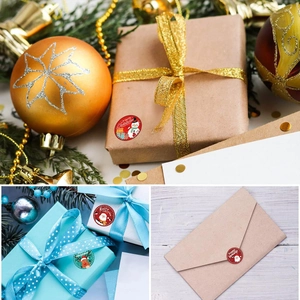 Rouleau de 500 autocollants de Noël pour décorer vos cadeaux et enveloppes festives