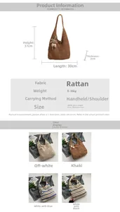 Detailed size specifications and color options for hollow woven cotton rope tote bags