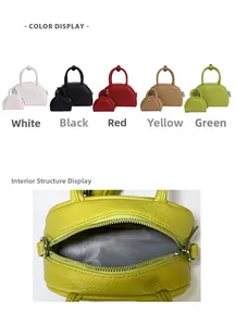 Vues détaillées de mini sacs bowling en cinq couleurs avec texture et doublure interne