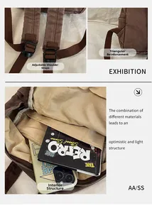 Detail of adjustable straps, reinforced stitching and multi-layer storage on canvas backpack