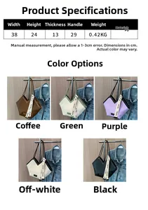 Spécifications détaillées de taille pour le grand sac fourre-tout en cuir PU avec ruban