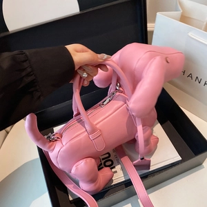 Kreative Süße Hundeförmige Handtasche Für Damen Personalisierte PU Leder Umhängetasche Cartoon Tier Doggy Schultertasche Street Trend Tasche