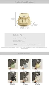 Quilted faux leather backpack featuring metal twist locks and elegant chain straps