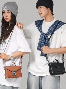 Chic PU leather envelope crossbody bag in brown and black with metal buckle and strap