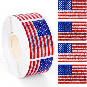 Holographic American Flag Sealing Stickers Patriotic Stars And Stripes Decorative Labels For Independence Day Gift Wrapping