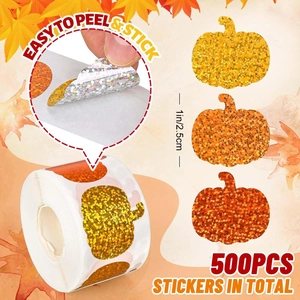 500pcs Halloween pumpkin glitter stickers roll for festive autumn gift sealing