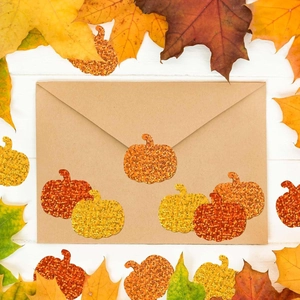 500pcs Pumpkin Laser Stickers with Glitter Finish for Thanksgiving Sealing and Decoration