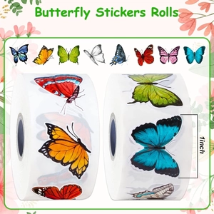 500pcs colorful 1 inch butterfly stickers roll for waterproof sealing and decoration