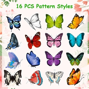500pcs waterproof butterfly stickers roll with 16 colorful hand-painted floral designs