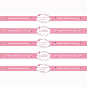 Handmade With Love Baking Sealing Stickers Pink Stripe Cupcake Heart Pattern Gift Packaging Labels For Business DIY Craft
