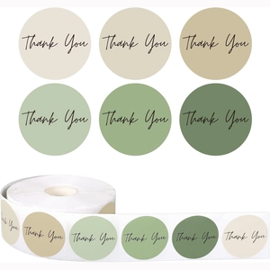 Round Thank You Stickers Multicolor Adhesive Seal Labels For Gift Envelope Decoration Party Wedding Business Supplies