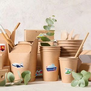 Kit de fête en papier kraft avec motifs de véhicules de dessins animés pour enfants
