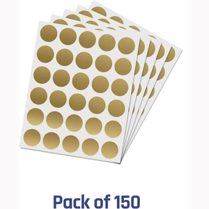 Pack of 150 gold round scratch off stickers for lottery games and surprise labels