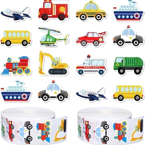 Rouleau d'Autocollants de Véhicules de Transport de Dessins Animés pour Enfants Étiquettes Autocollantes de Décoration Scrapbooking