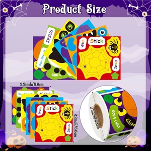 Halloween religious stickers roll featuring bats spiders and God's Light slogans