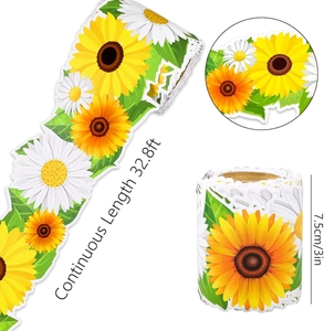 Detail of 32.8ft sunflower bulletin board border roll with dimensions 3in width