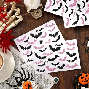 Halloween bat laser stickers with glitter finish for holiday celebration and sealing