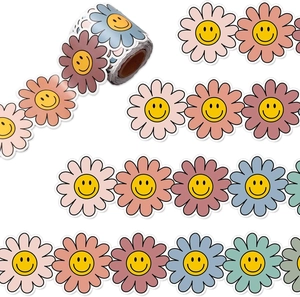 Colorful sunflower smiley face stickers roll for school classroom bulletin board borders