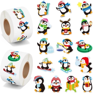 Cartoon Animal Apple School Bus Decorative Stickers 500 Count Roll Adhesive Labels For DIY Scrapbooking Kids Gift School Rewards