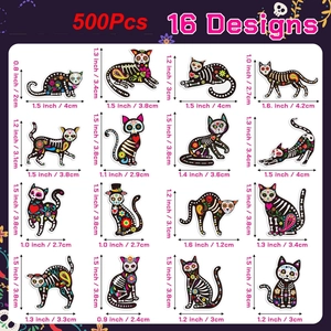 500pcs Halloween cat skull stickers with 16 colorful designs for festive sealing