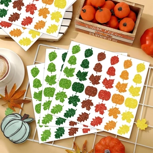Glittering Thanksgiving autumn maple leaf and pumpkin stickers set for gift decoration