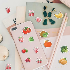 Cute cartoon fruit and vegetable stickers set on a phone case with 1000 pieces per roll