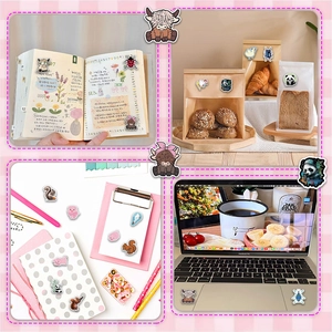 Cartoon animal stickers set for laptop, planner and gift bags with cute panda designs