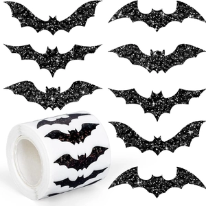 Holographic bat stickers on roll for Halloween festival decoration and gift sealing