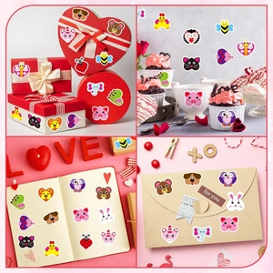 Various cute cartoon animal stickers applied to gift boxes and envelopes for decoration
