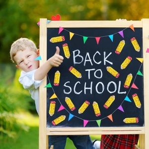 Glittery pencil-shaped stickers for Back to School classroom decoration with kid