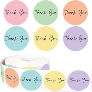 Colorful Thank You roll stickers with 6 macaron colors for gift box sealing and decor