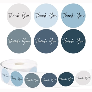 Blue gradient round Thank You stickers roll for gift box decoration and sealing