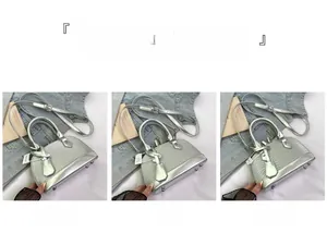Detailed comparison of three silver mini bags with stone, plain, and wave textures