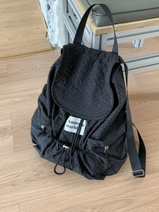 Zaino da Donna in Nylon a Quadri Grande Capacità Casual Leggero Scuola Viaggio Borsa Con Chiusura a Coulisse Zaino alla Moda