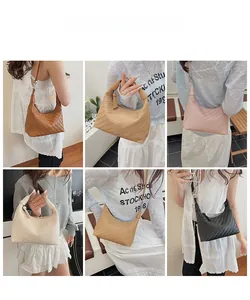 Collage of chic woven underarm bags in six colors showing versatile carrying styles