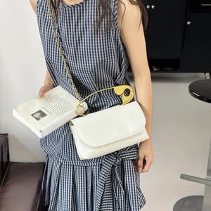 Sac Bandoulière Femme en Cuir PU Élégant avec Poignée Épingle de Nourrice Géante Chaîne Petit Sac Carré Minimaliste