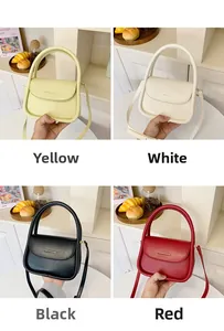 Minimalist square crossbody bags in yellow white black and red with top handles