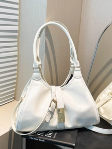Retro Minimalist PU Leather Tote Bag For Women Fashion Lock Shoulder Bag Crossbody Handbag Daily Commuter Purse