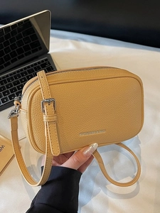 Women Fashion PU Leather Crossbody Bag Lychee Grain Texture Adjustable Strap Silver Hardware Casual Camera Shoulder Bag