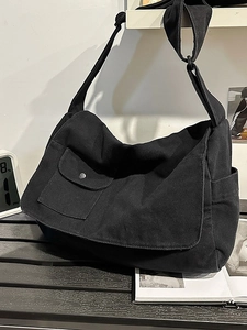 Unisex Large Capacity Canvas Messenger Bag Vintage Workwear Crossbody Shoulder Bag For Students Daily Travel Casual Bag