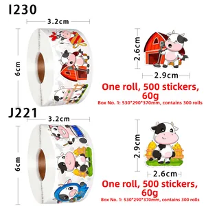 Tableau des tailles détaillé pour rouleau de stickers animaux de dessin animé 500 pièces